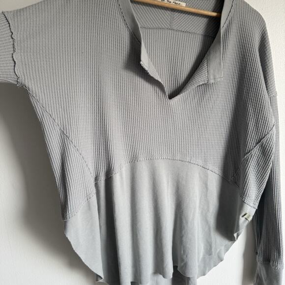 FREE PEOPLE We The Free Monterey Thermal Gray Long Sleeve Top Small Oversized - Picture 7 of 14